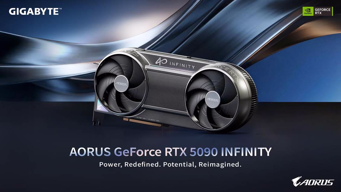 GIGABYTE shows AORUS GeForce RTX 5090 INFINITY with new cooling layout at CES 2026