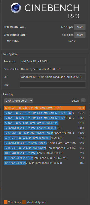 Zephyrus G16 Cinebench R23
